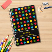 小モダン黒数々の色水玉模様 プランナー手帳