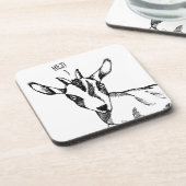 小ヤギスケッチ「Hej!」の白黒ことわざ コースター (左側)