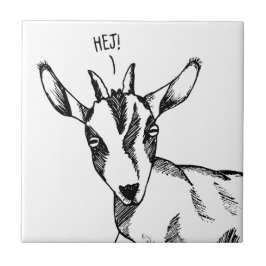 小ヤギスケッチ「Hej!」の白黒ことわざ タイル