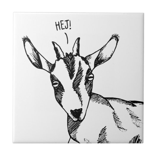 小ヤギスケッチ「Hej!」の白黒ことわざ タイル (正面)
