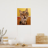 小ユーモアのある猫が椅子に座る ポスター (キッチン)