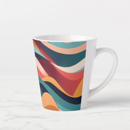 小ラテマグカップ， 12 oz – ミニマリスト幾何学模様 カフェラテマグ (右)