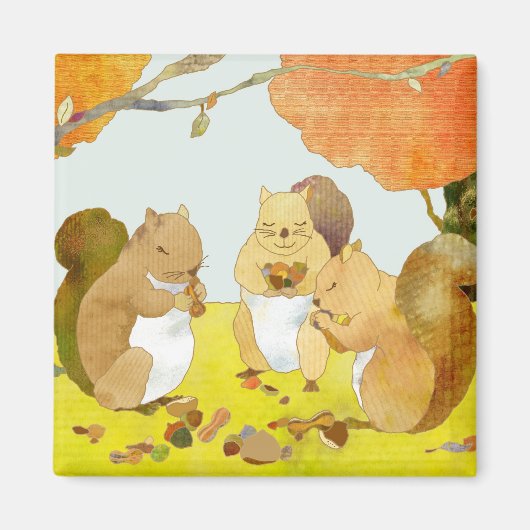 小リスの収穫時期 マグネット (正面)