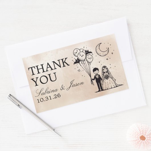 小不気味夫婦 長方形シール (封筒)