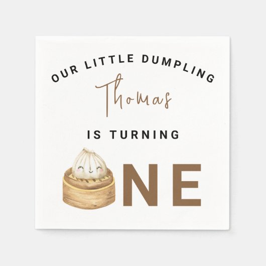 小中国の団子最初の誕生日パーティー スタンダードカクテルナプキン (正面)