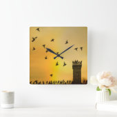 小予測できな鳥 スクエア壁時計 (ホーム)