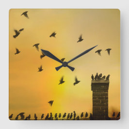 小予測できな鳥 スクエア壁時計