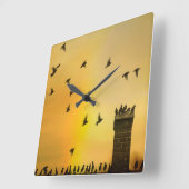 小予測できな鳥 スクエア壁時計 (傾斜)