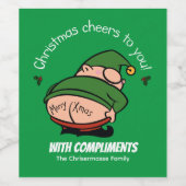 小人いけなグリーンクリスマスワインラベル ワインラベル (シングルラベル)