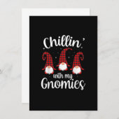 小人たちと一緒にクリスマスを楽しもう バッファロー 赤いチェック柄 招待状 (正面/裏面)