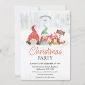 小人と赤ちゃんと犬の家族のクリスマス パーティー 招待状 (正面)