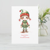 小人パーソナライズされた小妖精や小人ホリデークリスマスカード シーズンカード (スタンド正面)