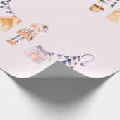 小人及び水彩クリスマスツリーパターン ラッピングペーパー (角)