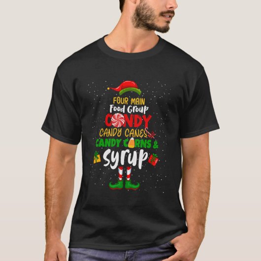 小人4つの主要な食品グループキャンディーケーンクリスマスE Tシャツ (正面)