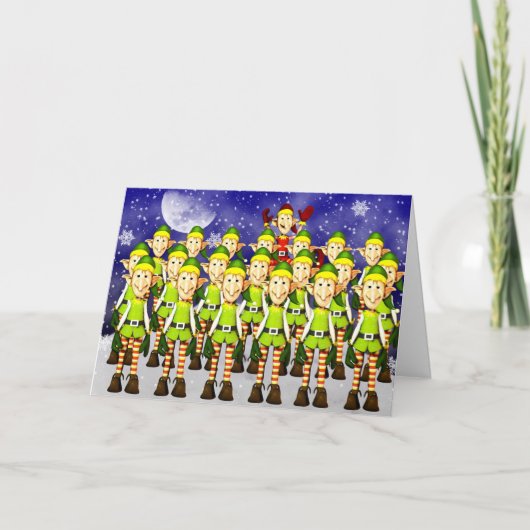 小人、学いけな校の写真、雪のクリスマスカード シーズンカード (正面)