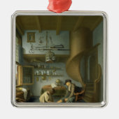 小作人の足をがちである理容師の外科医 メタルオーナメント (正面)