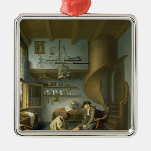 小作人の足をがちである理容師の外科医 メタルオーナメント (正面)