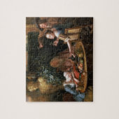 小作人は女性のための飲み物を間、彼女のhusb注ぎます ジグソーパズル (縦)