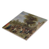 小作人メリー作り、c.1650 (キャンバスの油) タイル (側面)