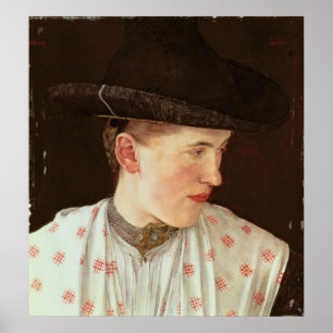 小作農の女の子の頭部、c.1880 ポスター