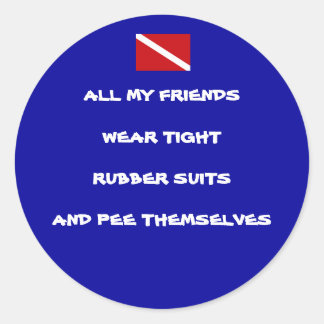 小便をするダイバーの円形のステッカー#1 ラウンドシール