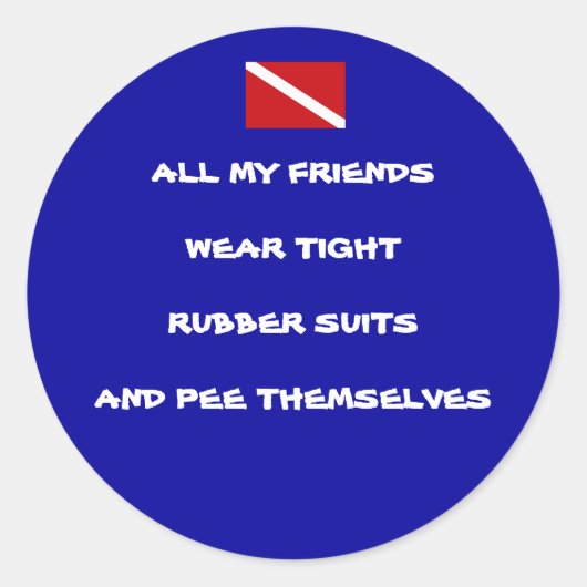 小便をするダイバーの円形のステッカー#1 ラウンドシール (正面)