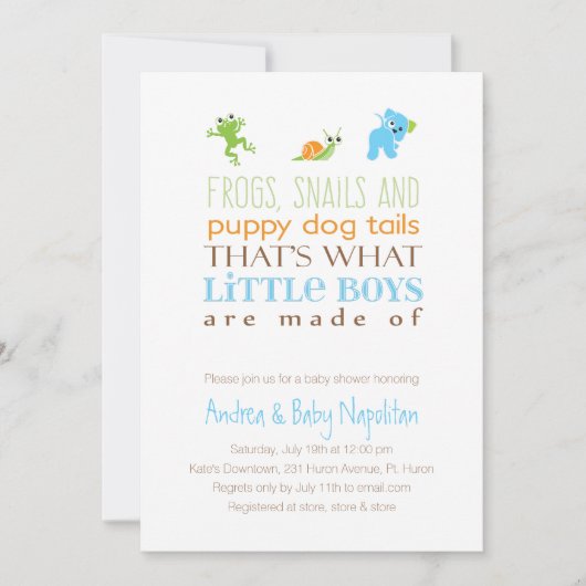 小僧の作り物だ |赤ちゃんシャワー 招待状 (正面)