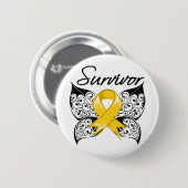 小児がんを克服した蝶 缶バッジ (正面&裏面)