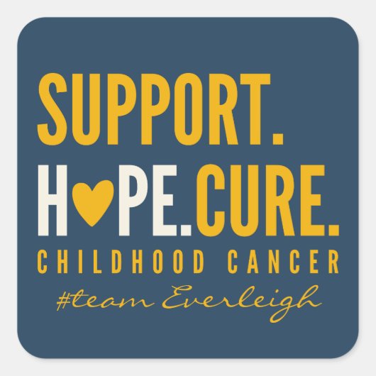 小児がん支援名前をカスタムする スクエアシール (正面)