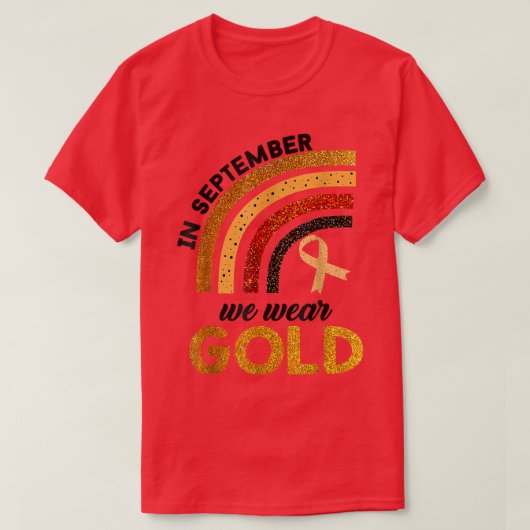 小児がん虹9月We衣服金ゴールド Tシャツ (デザイン正面)