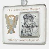 小児がん認識度リボンエンジェルオーナメント シルバープレートフレームオーナメント (左)
