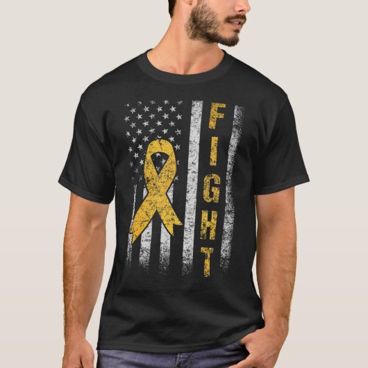 小児がん認識度月米国国旗 Tシャツ (正面)
