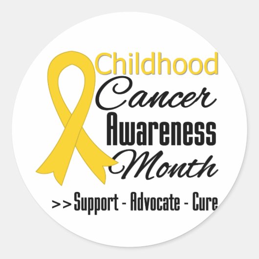 小児がん認識度月金ゴールドリボン ラウンドシール (正面)