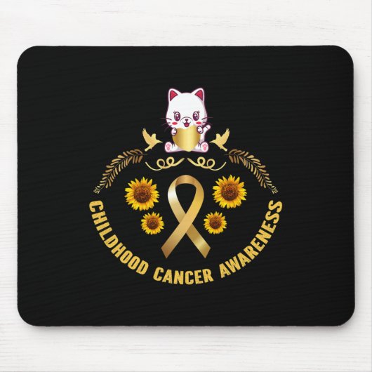 小児がん認識度美猫金ゴールドがん マウスパッド (正面)