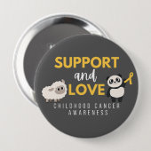 小児がん認識度。サポートと愛。ボタン 缶バッジ (正面&裏面)