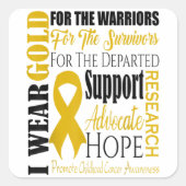 小児がん認識度T金ゴールド スクエアシール (正面)