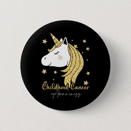 小児がん認識度Unicorn Ribbon Twink 缶バッジ (正面)