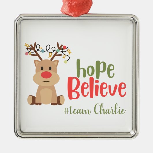 小児がん。カスタム#team名オーナメント メタルオーナメント (正面)