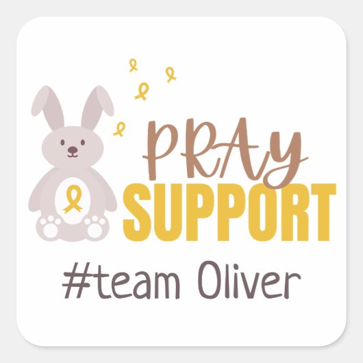 小児がん。ステッカスタムク祈サのサポート スクエアシール (正面)