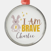 小児がん。名前をカスタムする。勇敢。オーナメント メタルオーナメント (正面)