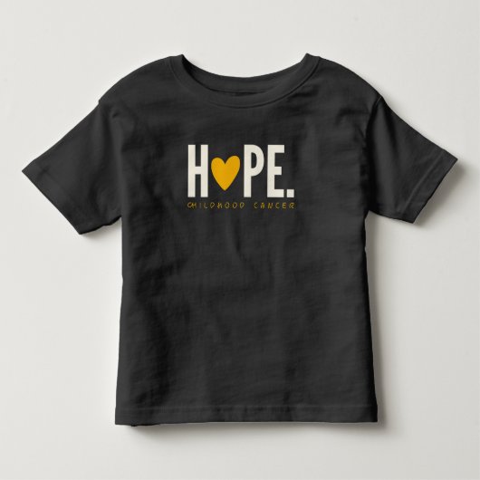 小児がんHOPE金ゴールドハート幼児Tシャツ トドラーTシャツ (正面)