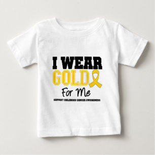 小児がんI衣服金ゴールドリボン ベビーTシャツ