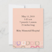 小児の両者出産の発表 案内状 (裏面)