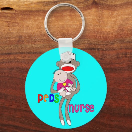 小児ナースソックモンキーデザイン キーホルダー (正面)