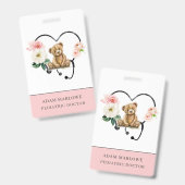 小児ナーステディベアフローラ聴診器 バッジ (正面＆裏面)