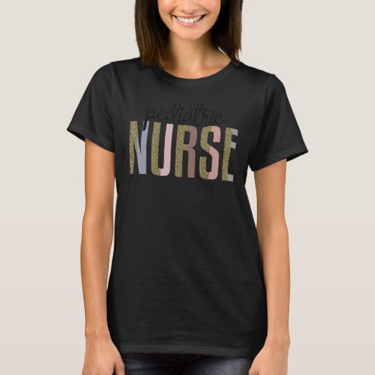 小児ナースヒョウ印刷看護学校女性 Tシャツ (正面)