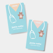 小児ナースブルーテディベアスクラップ バッジ (表裏)