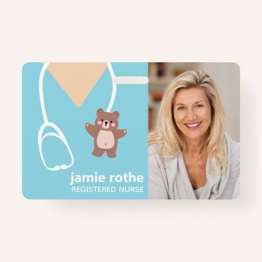 小児ナース写真 バッジ (正面)