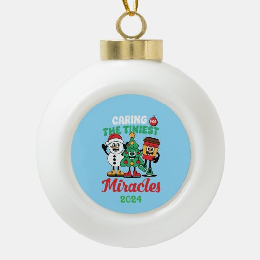 小児ナース気にが最も小さな奇跡を起こす セラミックボールオーナメント (正面)