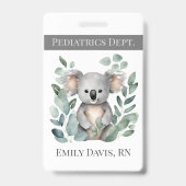 小児パーソナライズされたナース名コアラベア バッジ (裏面)